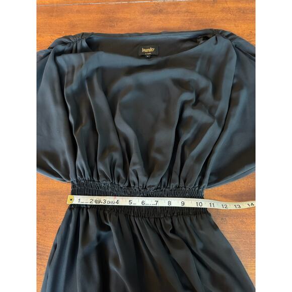 Laundry Dress Sz 6 Black Flowy Maxi Scoop Neck Flutter Sleeve Stretchy Waist NWT - Picture 5 of 7